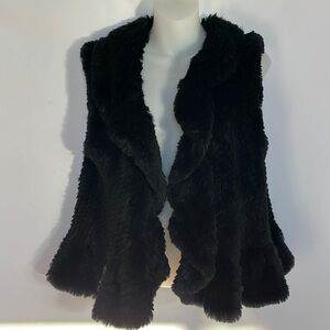 Saks Fifth Avenue Black Label Rabbit Fur Vest with Shawl Collar